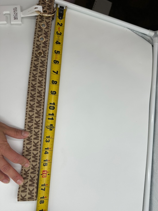 Michael Kors Brown & Beige Monogram Canvas Belt with Gold Buckle main image 10